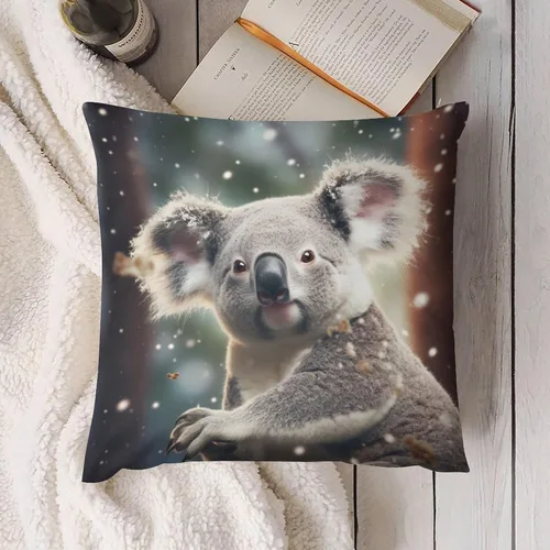 Vista 4 de Fundas de almohada cuadradas de 12 x 12 pulgadas, Koala, Navidad, nieve, invierno, animales, sofá, fundas de cojín Koala australianas