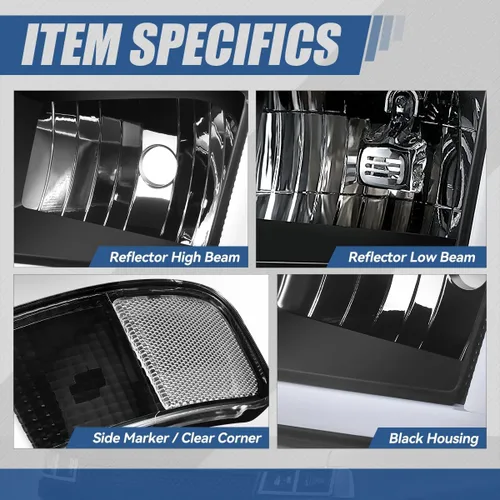 Vista 4 de Faros y luces de parachoques Auto Dynasty compatibles con 03-24 Chevy Express GMC Savana 1500-4500, con luces DRL E-LED de Switchback, lado