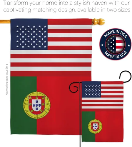 Vista 4 de Cartel de bandera de la amistad de Portugal, Estados Unidos, arte de pared, postes de bandera para exteriores de casa, decoración al aire libre