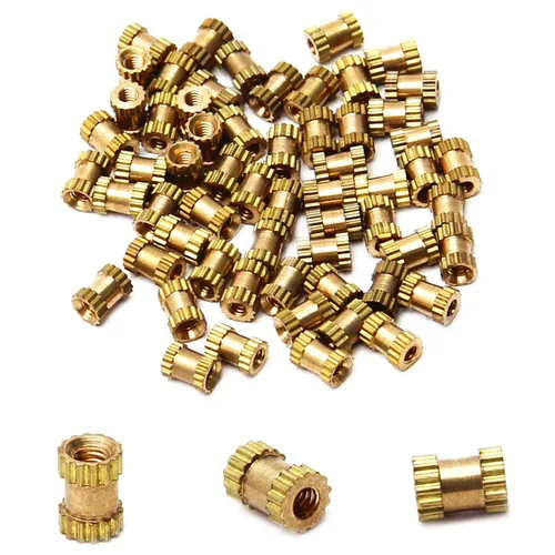Vista 96 de Tuercas moleteadas de rosca hembra M2x3mm OD Tuercas de inserción roscadas de latón Tuercas de incrustación hidráulicas soldadas juntas Kit surtido