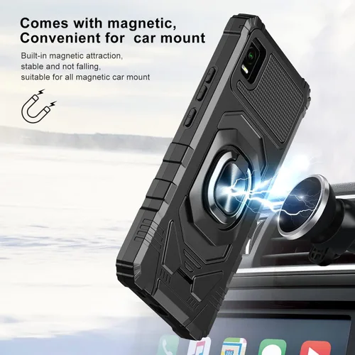 Vista 3 de Compatible con Cricket Debut Smart Case (2022) con protector de pantalla de vidrio templado, protector de cuerpo completo [grado militar], soporte