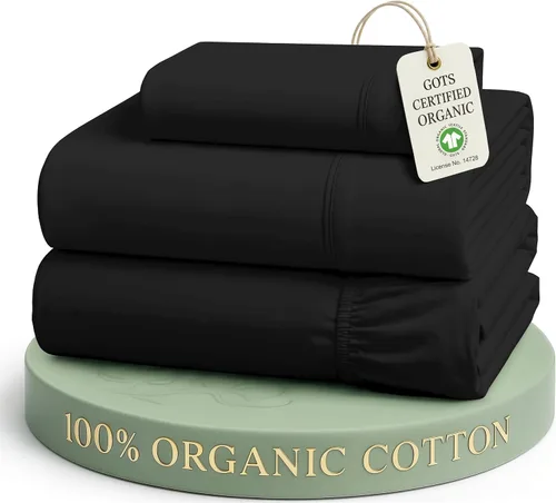 Vista 43 de LANE LINEN - Juego de 2 sábanas de fibras largas 100 % algodón orgánico, percal de fibras largas, ultrasuave y transpirable, para colchones de hasta
