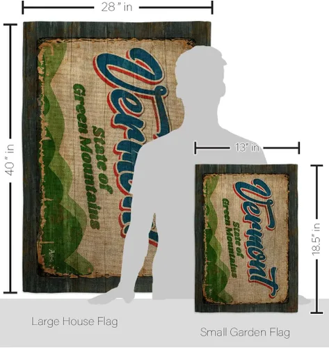 Vista 2 de Americana Home & Garden Vermont Vintage Burlap Garden House Flag Set Regional States American Territories Republic Country Particular Area