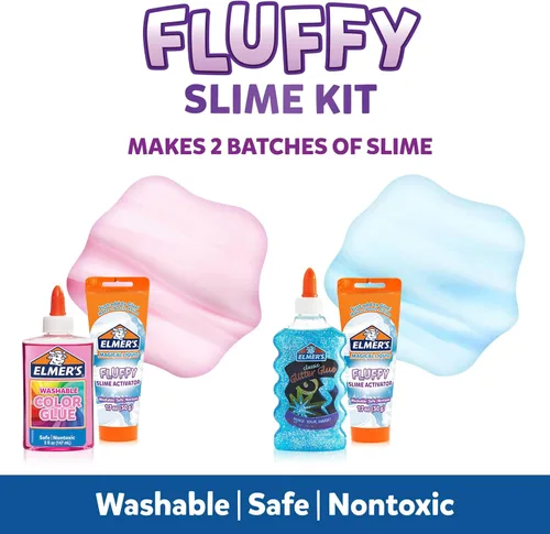 Vista 3 de Elmer's Kit de slime esponjoso, incluye pegamento de color translúcido, pegamento con purpurina, activador de slime esponjoso, 4 unidades, perfecto