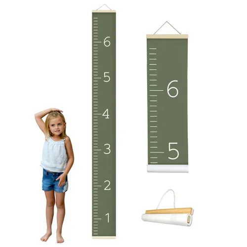 Vista 14 de Morxy Tabla de Crecimiento de Lona para Niños - Decoración de Pared Unisex para Habitación de Niños - Tabla de Medición de Altura - Cinta de Pared