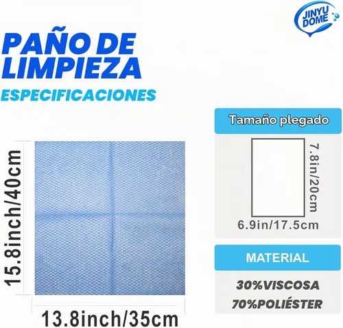 Vista 2 de Paños de limpieza desechables de cocina, paños reutilizables para cocina, baño, limpieza del hogar (azul, paquete de 100 unidades)