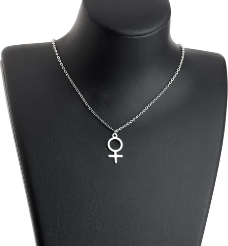 Vista 4 de KEYCHIN Collar astrológico femenino de género con dije de símbolo de Venus, colgante de símbolo femenino, joyería para mujeres y niñas, Acero