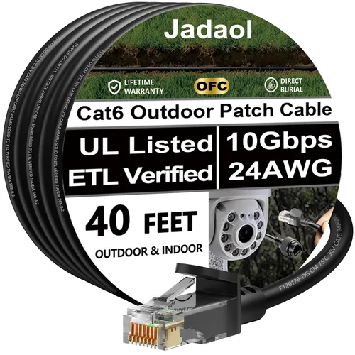 Vista 16 de Cable Ethernet Cat 6 de 1 pie (paquete de 6), para exteriores e interiores, compatible con red Cat7 de 10 Gbps, cable de conexión LAN plano de Negro