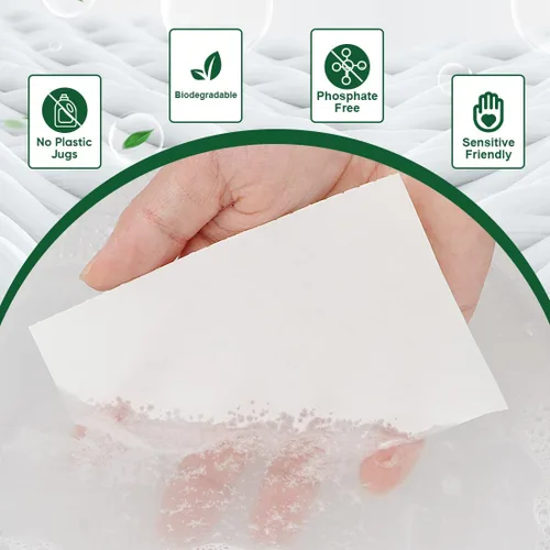Vista 5 de AIDEA Hojas de detergente para ropa, aroma fresco (100 cargas), 50 hojas, detergente ecológico para ropa, sin jarra de plástico, hojas de jabón