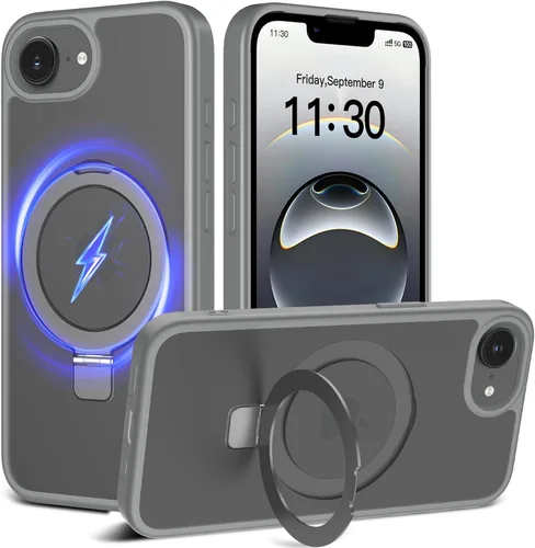 Vista 18 de Funda con soporte ultra magnético para iPhone 15 Pro [protección militar contra caídas] [compatible con MagSafe] a prueba de golpes, translúcida