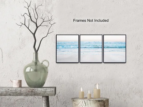 Vista 6 de Juego de impresiones artísticas de pared de olas del océano, fotos contemporáneas de decoración del hogar de 8 x 10 pulgadas para dormitorio, baño