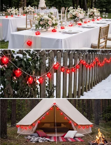 Vista 8 de Cadena de luces de corazón de San Valentín de 8.5 pies con 10 luces de hadas de corazón, decoraciones del día de San Valentín, luces de cadena