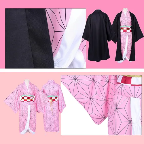 Vista 8 de colarm Nezuko Costume, Cosplay Suit, Nezuko Cosplay Uniform for Girls Kids Women,for Halloween, Theme Party, Cosplay Show