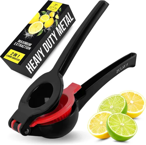 Vista 52 de Zulay Kitchen Exprimidor de hierro fundido, exprimidor de naranja resistente con coladores desmontables para una fácil limpieza, prensa de cítricos