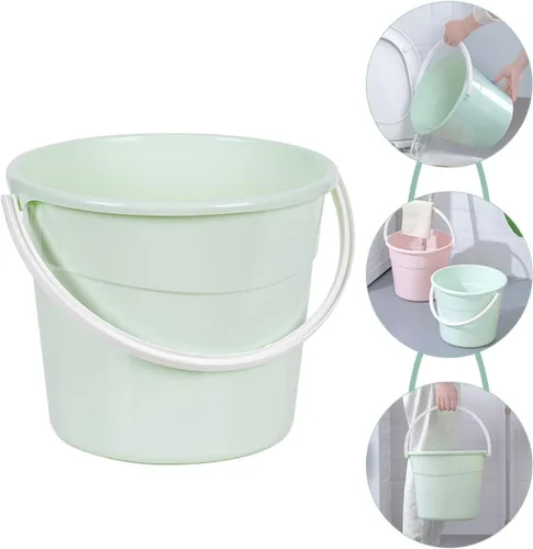 Vista 5 de Cubo de agua y taza de 12.2L redondo cubo de limpieza cubo robusto compacto y ligero para lavado de coches Verde