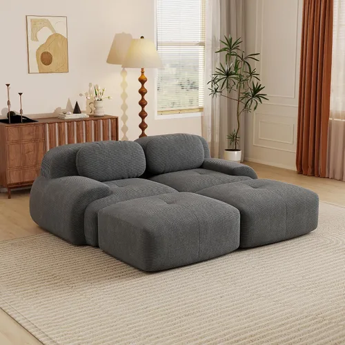 Vista 114 de Sofás seccional modular de 80" sin huesos modernos para sala de estar, juego de sofás comprimidos de 2 plazas con asiento profundo, sin necesidad