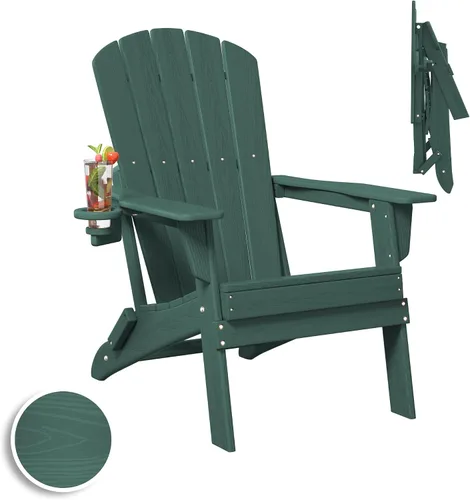 Vista 41 de Plawdlik Juego de 10 sillas plegables Adirondack con textura de madera, HDPE pesado para todo tipo de clima, juego cómodo junto a la piscina, patio
