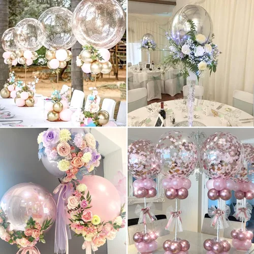 Vista 2 de lightsfever Kit de soporte acrílico reutilizable para globos, exhibición de mesa resistente con palos y base, soportes de globos para centros