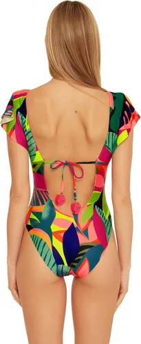 Vista 3 de Trina Turk Women's Standard Rainforest Fluttersleeve One Piece Swimsuit-V-Neck, Bathing Suits