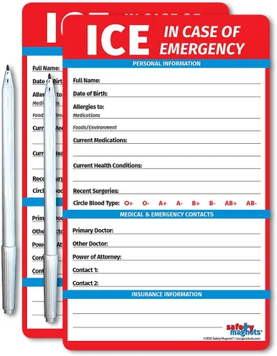 Vista 10 de Safety Magnets by ZOCO - Imán de contacto en caso de emergencia (ICE) para personas mayores - Tarjeta de información médica File of Life