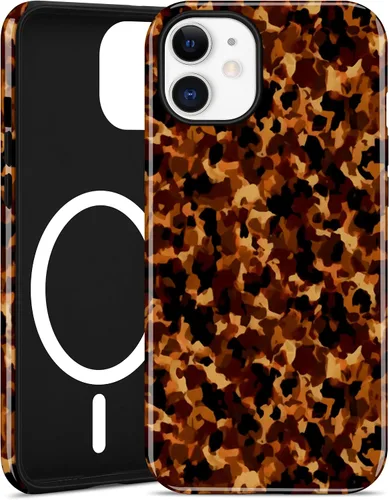 Vista 110 de Jusy Compatible con MagSafe Brown Tortoise Shell Print Phone Case para iPhone 7/8/SE, funda protectora magnética de lujo de TPU suave