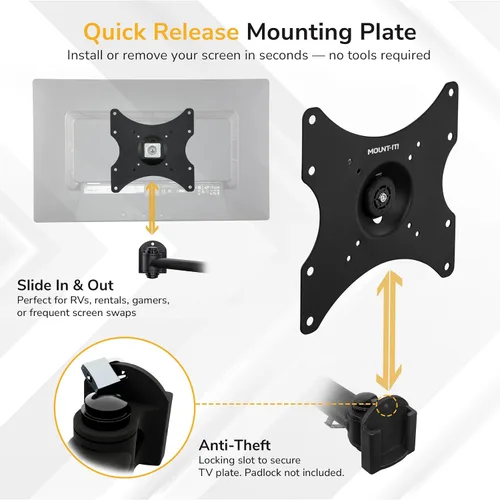 Vista 7 de Mount-It! Soporte de pared para televisor LCD con movimiento e inclinación completos Negro