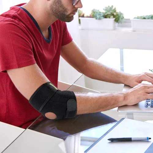 Vista 5 de Codera, soporte de codo ajustable con estabilizador de doble resorte, correa de codo para codo de golfista, codo de tenista, artritis, tendinitis