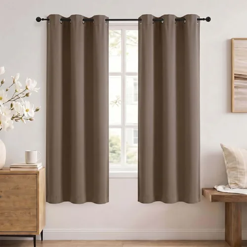 Vista 124 de Simplebrand Cortinas blancas puras de 96 pulgadas de largo para oscurecer la habitación, juego de 2 paneles para dormitorio/sala de estar, bloqueo