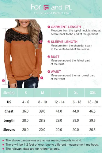 Vista 6 de For G and PL Sudadera elegante de manga larga y con encaje negro para mujer