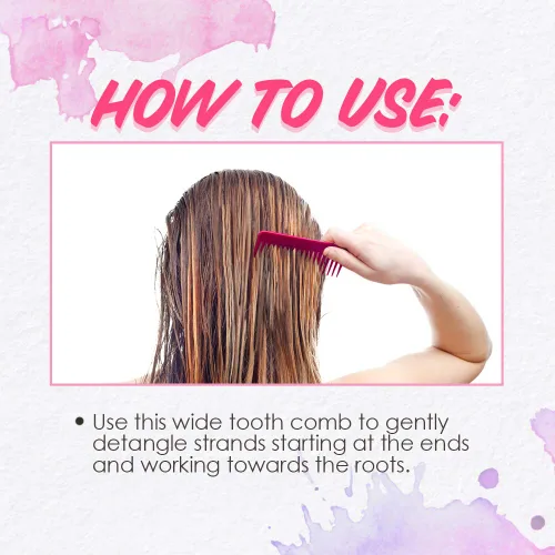 Vista 5 de Punky Peine de dientes anchos para mujer, color rosa, peine desenredante, sin mango, para cabello húmedo, seco y rizado