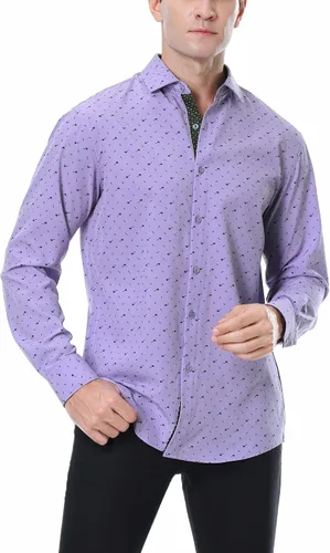 Vista 3 de Damipow Camisa de manga larga para hombre, casual, con botones, para hombre