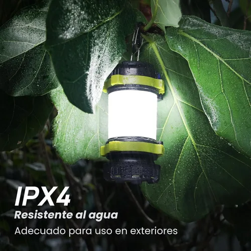 Vista 6 de Linterna LED de camping recargable (paquete de 1), linterna portátil Consciot con 6 modos de luz, banco de energía de 3600 mAh, IPX4 impermeable