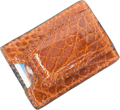 Vista 2 de Cartera magnética de piel de cocodrilo genuina