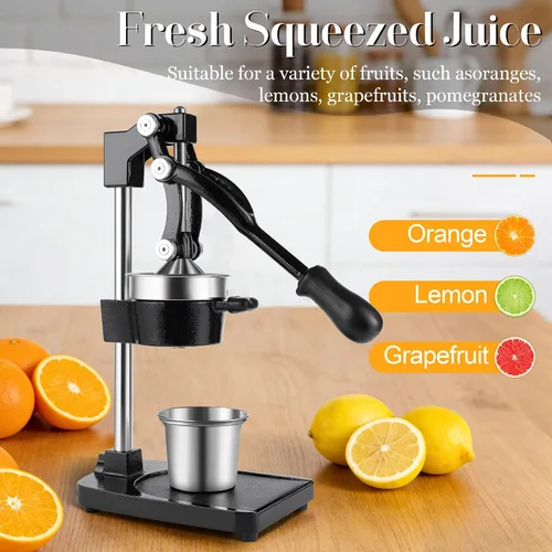 Vista 6 de Exprimidor manual de hierro fundido, exprimidor de limón, prensa de cítricos de grado comercial adecuada para naranjas, limones, limas y granadas
