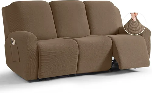Vista 67 de TAOCOCO Funda reclinable de 4 piezas, funda elástica para sofá reclinable de 4 piezas, funda reclinable con 1 asiento, protector de sofá suave