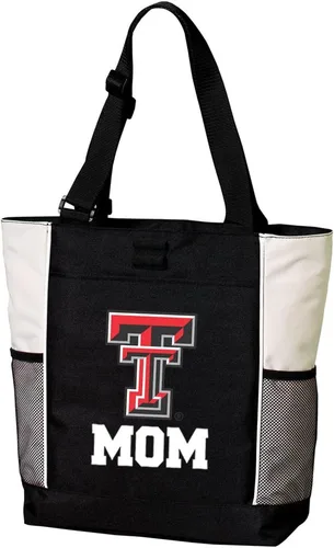 Vista 12 de Broad Bay Official Texas Tech Tote Bag Zippered Carryall Red Raiders Logo, 600D Canvas, Adjustable Handles, Front Pocket, Side Mesh Pockets, Work