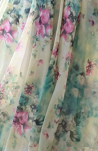 Vista 6 de MedeShe - Vestido de dama de honor de gasa floral para vacaciones en la playa