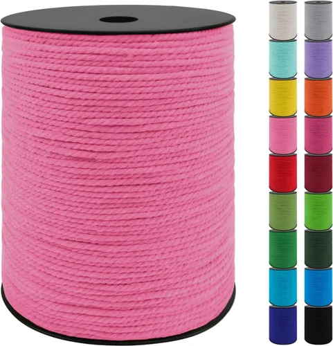 Vista 12 de JeogYong Cordón de algodón de 10mm, 22.86 metros de cuerda natural para macramé, hilo de 3 hebras torcido, cuerda para macramé para manualidades