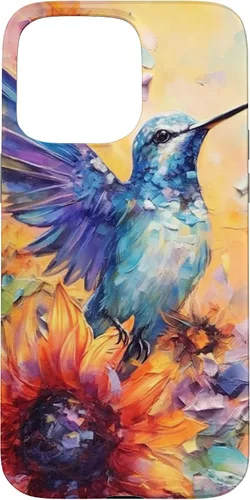 Vista 31 de Colorful Watercolor Sunflower Nature Purple Blue Hummingbird Case for iPhone 17