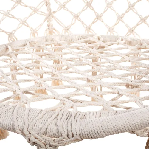 Vista 2 de Caromy Silla hamaca de macramé, silla colgante de malla, columpio de cuerda de algodón duradero para dormitorio, patio, jardín, terraza, patio
