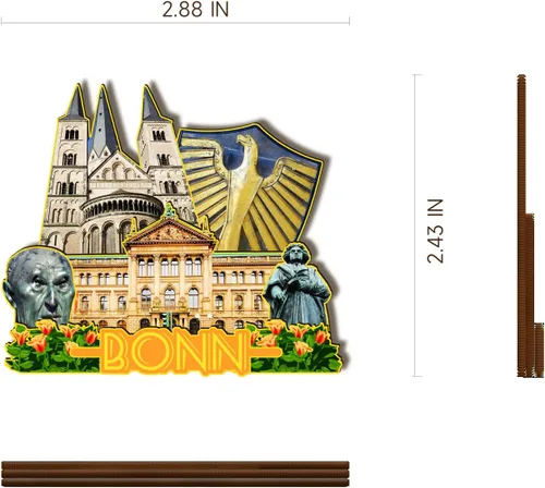 Vista 3 de Bonn Alemania - Imán de madera 3D para nevera, recuerdos coleccionables, decoración hecha a mano