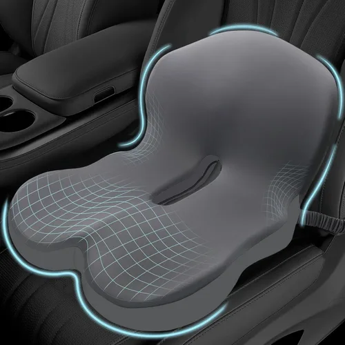 Vista 8 de Cojín de asiento de espuma viscoelástica para ciática y alivio del dolor de espalda, almohadilla ergonómica para silla con correa ajustable y funda