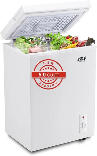 Vista 10 de Chest Freezer 3.5 Cu.Ft Mini 7 Gears Temperature Control Compact Deep Freezer with Top Open Door and Removable Storage Basket Black