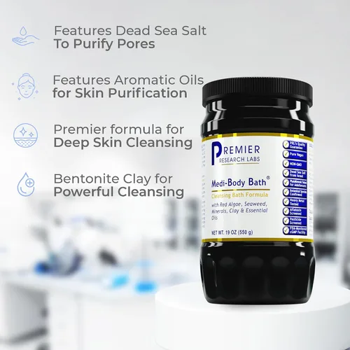 Vista 4 de Premier Research Labs Medi-Body Bath - Sales de baño, sales del mar muerto para remojar, bañarse, baño relajante enriquecido con minerales