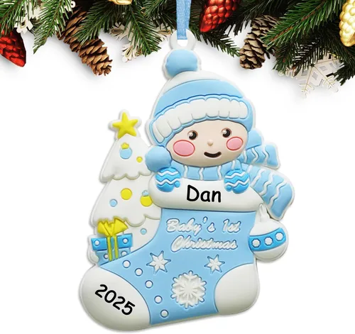 Vista 10 de Adorno de Navidad de Hueso de Perro 2025 Personalizado Decoración Colgante para Cachorros Perros Personalizada Manuscrita Primer Regalo Colgante