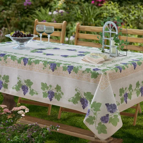 Vista 2 de Home Bargains Plus Mantel cuadrado de tela, 52 x 52 pulgadas, vino de Burdeos Provenza, para interiores y exteriores, resistente a las manchas y al