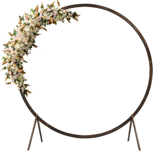 Vista 10 de Arcos de boda de madera para ceremonia, soporte de telón de fondo de arco de boda de 7.2 pies, soporte de arco de globo para ceremonia de boda