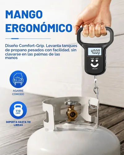 Vista 4 de MEIYA Báscula de Pescado/Báscula de Pesca: Doble Alimentación (Batería/Recargable), Mango Extra Ancho, Pantalla LCD Retroiluminada, Incluye 2