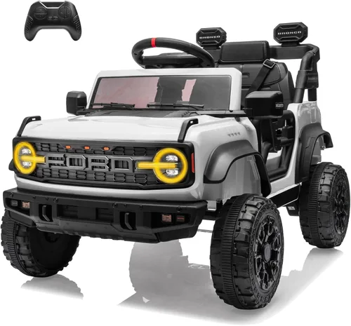 Vista 12 de YOFE Juguete de batería de 12V para niños, Ford Bronco Raptor Coche eléctrico para niños con control remoto para padres, camioneta con batería