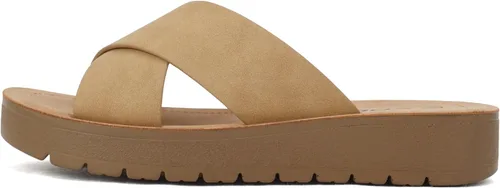 Vista 12 de Soda LUCY ~ Sandalias de plataforma plana con tiras cruzadas y puntera abierta para mujer, estilo deslizante de moda Todo negro